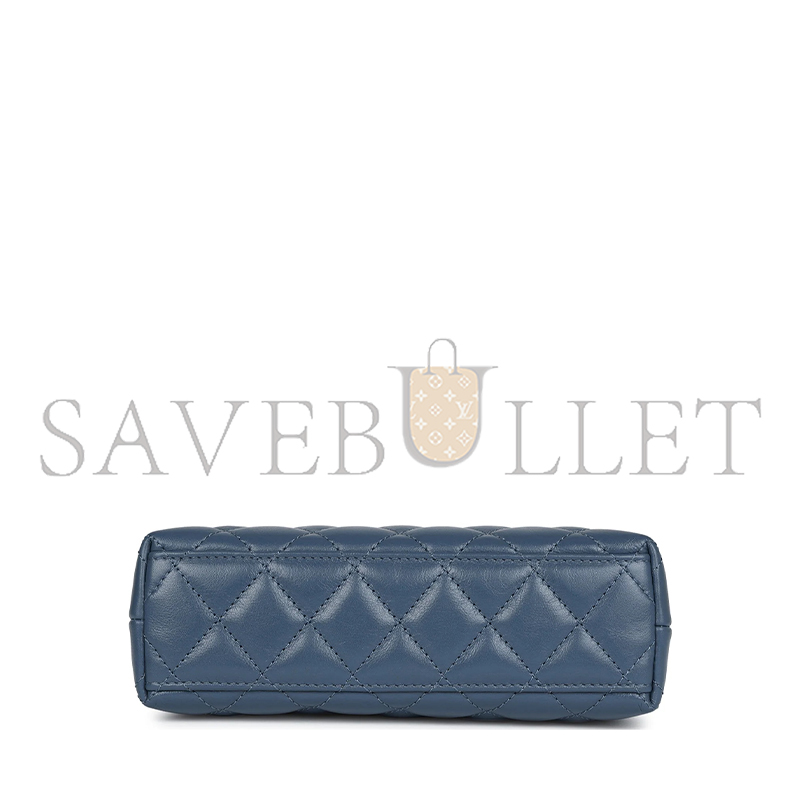 Ch*el kelly shopper blue shiny calfskin brushed gold hardware as4416 (19*13*7cm)